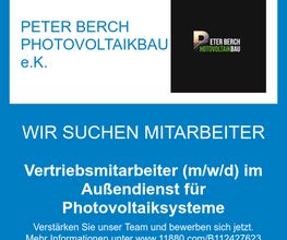 Vertriebsmitarbeiter (m/w/d) im Außendienst für Photovoltaiksysteme