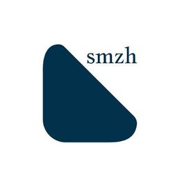 smzh logo - white background, blue triangle and blue smzh font