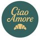 Ciao Amore Logo – rundes grünes Logo mit goldenem Schriftzug und Croissant