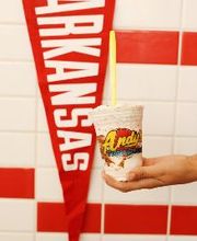 Hog Heaven Jackhammer!  Vanilla or chocolate frozen custard, Fresh Strawberries, Melted Chocolate Chip, Filled with Marshmallow Creme