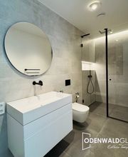 Nischendusche mit LED Spiegel rund