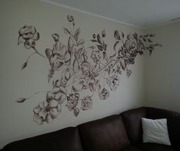 muurschildering woonkamer