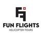 FunFlights Helicopter-Tours logo in Black & White with Swiss flag.