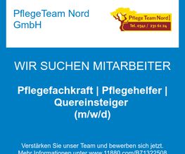 Pflegefachkraft | Pflegehelfer | Quereinsteiger (m/w/d)