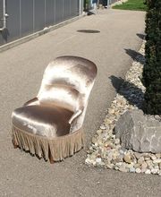 Boudoirsessel neu beziehen in Stoff Velour glänzend