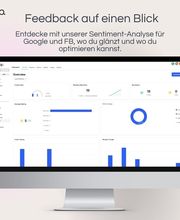 Dashboard zur Sentiment-Analyse von Kundenfeedback. Visualisierung von Google- und CRM-Bewertungen zur gezielten Serviceoptimierung. Ideal für datenbasierte Entscheidungsfindung und Kundenzufriedenheit.