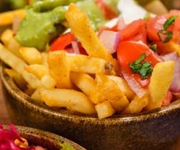 Enchilada überbackene Pommes