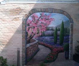 muurschildering tuin