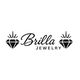 The logo for Brilla Jewelry features a sleek and elegant design. It centers on the brand name "Brilla Jewelry" written in a stylish, cursive font for "Brilla," paired with a bold, sans-serif "Jewelry" below it. Flanking the text on both sides are two symmetrical diamond icons, each with a radiant, starburst effect behind them, symbolizing brilliance and luxury. The entire design is rendered in solid black against a transparent background, creating a versatile and sophisticated look that highlights the brand's focus on fine jewelry and craftsmanship.