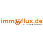 Das Logo der Firma immoflux zeigt den klaren Firmennamen immoflux in einer klaren modernen orangenen Schrift.