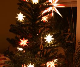 Weihnachtsbaum mit Sternenbeleuchtung