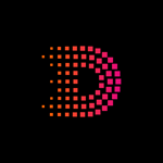 Logo aus stilisiertem ‘D’ mit Farbverlauf von Orange zu Pink auf schwarzem Hintergrund - digital veritas in Aidlingen Nähe Stuttgart