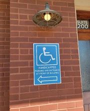 Handicap sign at the Associates of ENT Surgery in Lewisville, Texas