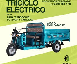 El triciclo eléctrico de carga Pialli CARGO 180 soporta hasta 1 tonelada, ideal para negocios, repartos y emprendedores. Motor 1500W, autonomía aprox. 30–40 km y caja de 180 cm.