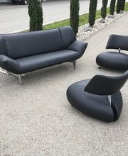 Leolux Tango, Pallone neu überziehen in Leder schwarz