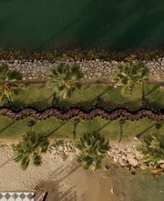 Ocean front wedding reception setup
