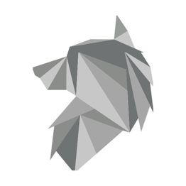 Logotipo de WolfSellers: cabeza de lobo en estilo origami gris