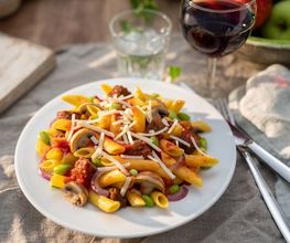 MUNDFEIN vegane Pasta Vaike mit pflanzlichem Hackfleiisch von Redefine Meat