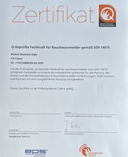 „Q-Geprüften Fachkraft für Rauchwarnmelder“ nach DIN 14676