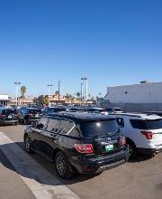 Wide shot of car lot