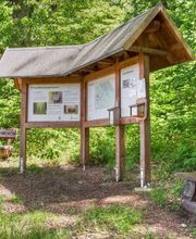 Die Infotafel gibt einen Überblick über das FriedWald-Konzept und den Wald.