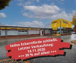 30% Rabatt auf alles bei tedox Eckernförde bis 14.11.2026 - Filiale schließt.