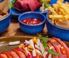 Enchilada Burritos und Pommes