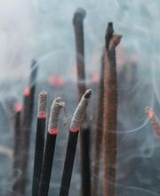 Die Räucherstäbchen sind das Banner von Saccidananda-Yoga.