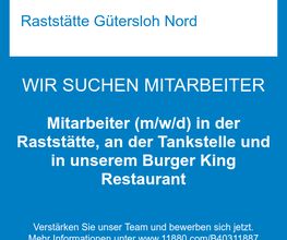 Mitarbeiter (m/w/d) in der Raststätte, an der Tankstelle und in unserem Burger King Restaurant