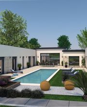 Maison Design toit plat. Un modèle de maison moderne et cubique pour la construction d'une maison neuve part les équipes de Maisons Limousines