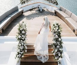 A bride of ours walking through Pelican Boat