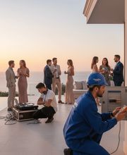 PowerPro Marbella solucionando un corte de luz en una reunión en una villa en Marbella.