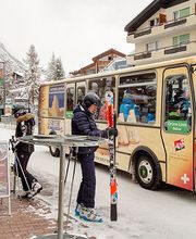 Situated opposite the Sunnegga Express Lift Station and bus stop to the other ski lifts