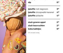 HEMA ijs menukaart 2025