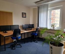 2 PC-Arbeitsplätze mit Grünpflanzen.