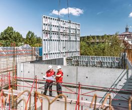 Baustelle mit Produkte von RINGER Gerüste + Schalungen