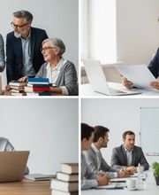 Equipe d'une agence de traduction