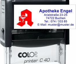 Stempel Apotheke Printer40 Rot Blau