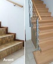 Rénovation d'un escalier en béton et avec carrélage. 