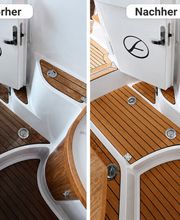 Teak- und Gelcoatpflege im Yachtcockpit