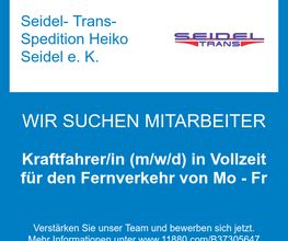 Kraftfahrer/in (m/w/d) in Vollzeit für den Fernverkehr von Mo - Fr