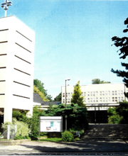 Um die Stephanuskirche von Kelkheim mit 200 Plätzen gruppieren sich ein Gemeindehaus mit einem großen teilbaren Saal, einer Bühne und einer Küche.