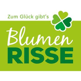 Blumen-Risse, Grün, Logo-mit-Kleeblatt-und-Claim