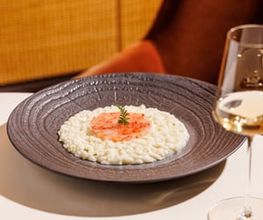 Chef’s Signature: Brown butter risotto with lemon and red prawns tartare
