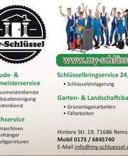 My Schlüssel Dienstleistungen
Gebäudereinigung
Garten- & Landschaftsbau
Winterdienst
Verleihservice