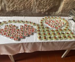 Hochzeitscatering - Wassermelone-Feta-Salat & Beanballs auf hausgemachtem Kartoffelsalat